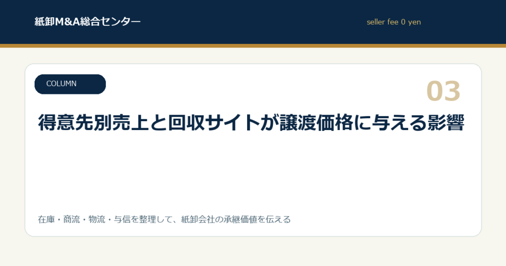 得意先別売上と回収サイトが譲渡価格に与える影響
